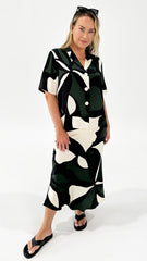 Sass Tarni Satin Slip Skirt Iris Abstract Print