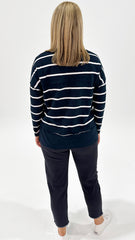 Foxwood Jayne Stripe Throw On Top Navy