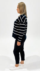 Foxwood Jayne Stripe Throw On Top Navy