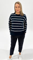 Foxwood Jayne Stripe Throw On Top Navy