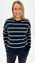 Foxwood Jayne Stripe Throw On Top Navy