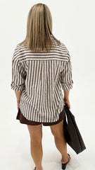 Emery Stripe Shirt Brown
