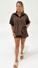 Rhodes Denim Set Chocolate