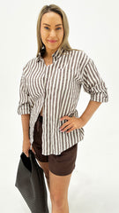 Emery Stripe Shirt Brown