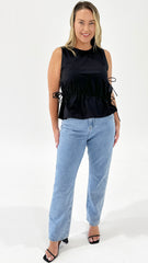 Sass Elin Gathered Tie Top Black