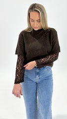 Eva Lace Sleeved Knit Chocolate