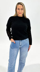 Eva Lace Sleeved Knit Black