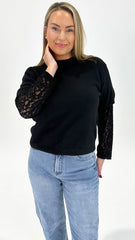 Eva Lace Sleeved Knit Black