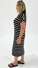 Betty Basics Bradford Knit Polo Dress Cream/Black