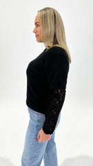 Eva Lace Sleeved Knit Black