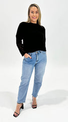 Eva Lace Sleeved Knit Black