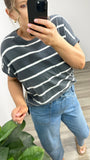 Foxwood Allison Stripe Tee Charcoal