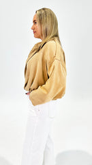 Knox Suede Bomber Jacket Beige