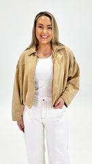 Knox Suede Bomber Jacket Beige