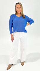 Oscar V-Neck Knit Blue