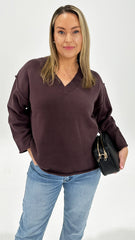 Nicki V-neck Knit Plum