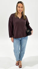 Nicki V-neck Knit Plum