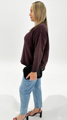 Nicki V-neck Knit Plum