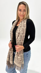 Delia Printed Scarf Beige