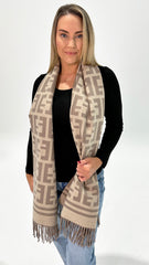 Delia Printed Scarf Beige