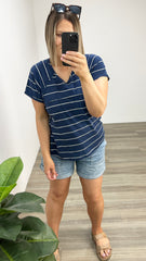 OTW Slouch Tee Navy/ White  Stripe
