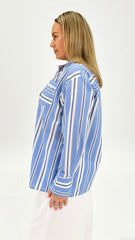 Sass Nyx Piped Stripe Shirt Blue Stripe