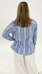 Sass Nyx Piped Stripe Shirt Blue Stripe