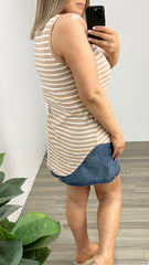 Betty Basics Keira Tank Beige Stripe