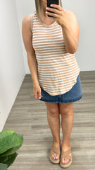 Betty Basics Keira Tank Beige Stripe