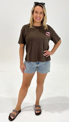Betty Basics Relax Boxy Tee Pescado Print Brown