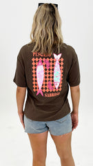 Betty Basics Relax Boxy Tee Pescado Print Brown