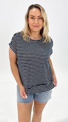 Betty Basics Shirley Short Sleeve Tee Navy Stripe