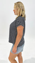 Betty Basics Shirley Short Sleeve Tee Navy Stripe