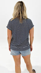 Betty Basics Shirley Short Sleeve Tee Navy Stripe