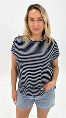 Betty Basics Shirley Short Sleeve Tee Navy Stripe