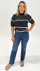 Betty Basics Dylan Knit Tee Navy/Wht Stripe