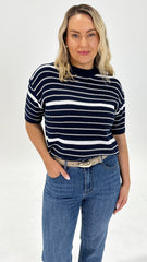 Betty Basics Dylan Knit Tee Navy/Wht Stripe
