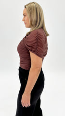 Kira Mesh Top Chocolate