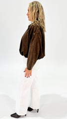 Knox Suede Bomber Jacket Chocolate