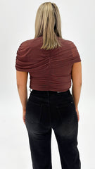 Kira Mesh Top Chocolate