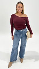AAE Kylie Off Shoulder L/S Top Burgandy