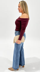 AAE Kylie Off Shoulder L/S Top Burgandy