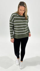 Foxwood Jayne Stripe Throw On Top Khaki