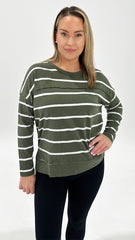 Foxwood Jayne Stripe Throw On Top Khaki