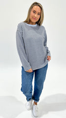 Maddie Stripe L/S Tee Blue/Brown