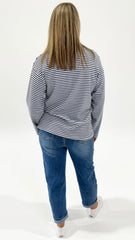 Maddie Stripe L/S Tee Blue/Brown