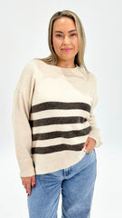 Stripe Manor Knit Choc/ Nat