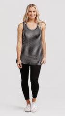 M005 Basemint Classic Long Tank Blk Stripe